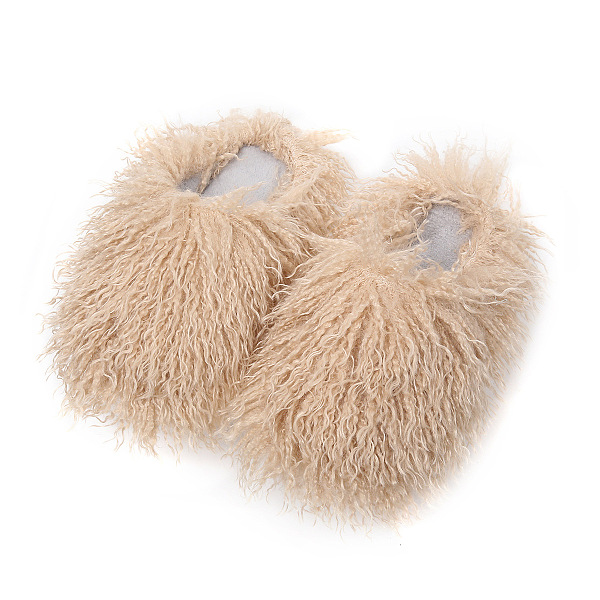 SUPER WHOLESALE | Furry Lower Top Teddy Slides in Apricot
