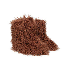 SUPER WHOLESALE | Furry Lower Top Teddy Boots in Brown