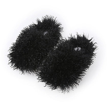 SUPER WHOLESALE | Furry Lower Top Teddy Slides in Black