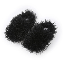 SUPER WHOLESALE | Furry Lower Top Teddy Slides in Black