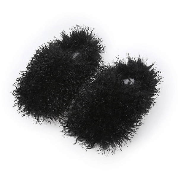SUPER WHOLESALE | Furry Lower Top Teddy Slides in Black