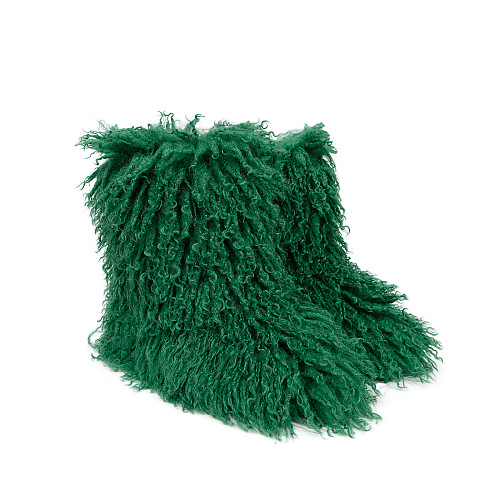 SUPER WHOLESALE | Furry Lower Top Teddy Boots in Green