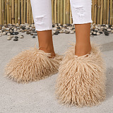 SUPER WHOLESALE | Furry Lower Top Teddy Slides in Apricot