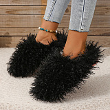 SUPER WHOLESALE | Furry Lower Top Teddy Slides in Black