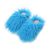 SUPER WHOLESALE | Furry Lower Top Teddy Slides in Blue