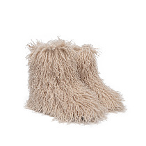 SUPER WHOLESALE | Furry Lower Top Teddy Boots in Khaki