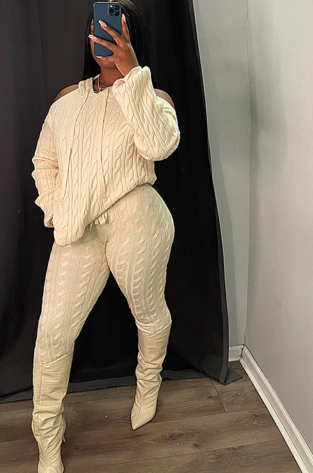 SUPER WHOLESALE | Knitted Open Shoulder Pants Set