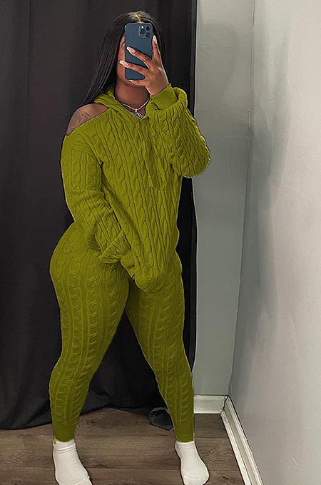 SUPER WHOLESALE | Knitted Open Shoulder Pants Set