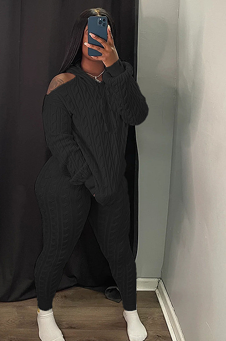 SUPER WHOLESALE | Knitted Open Shoulder Pants Set