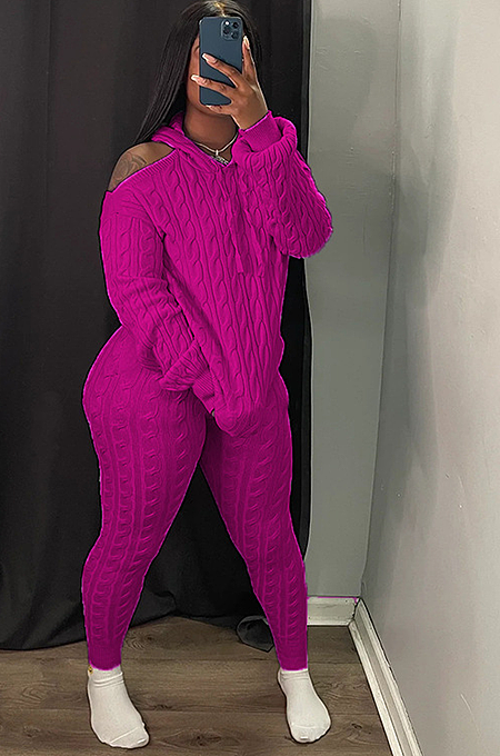 SUPER WHOLESALE | Knitted Open Shoulder Pants Set