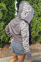 SUPER WHOLESALE | Printed Hoodie Top in Grey