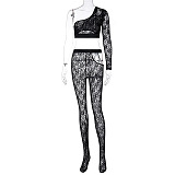 SUPER WHOLESALE | Lace One Shoulder Top & Leggings