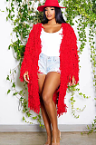 SUPER WHOLESALE |Tassel Oversize Cardigan in Red