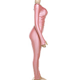SUPER WHOLESALE |Plunging Neck Top with Thumb Hole Cuff, Leggings Pants Set in Pink