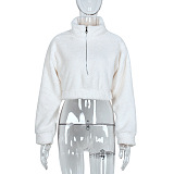 SUPER WHOLESALE | Half Zip Up Teddy Crop Top