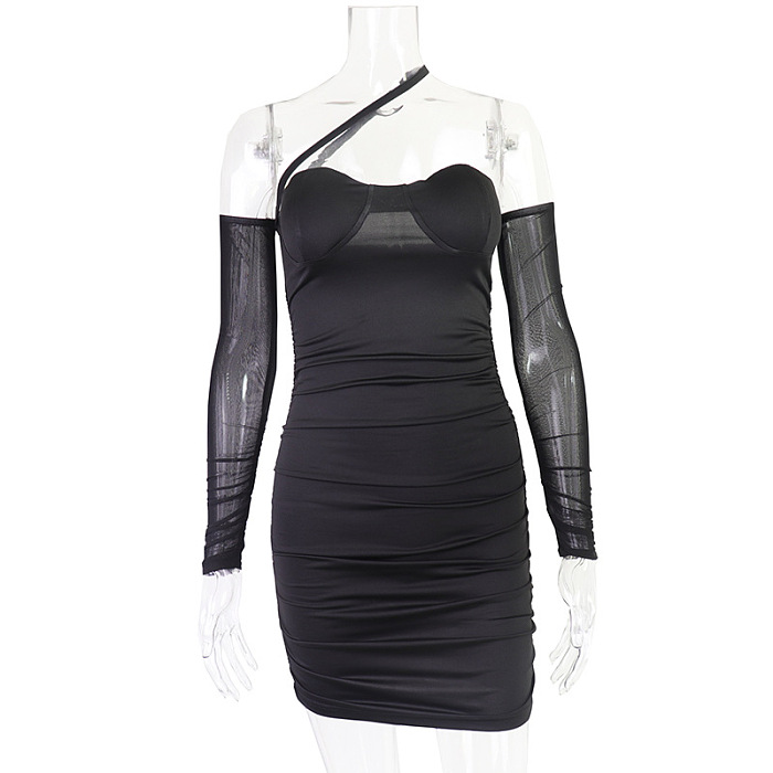SUPER WHOLESALE | Chiffon Mini Dress with Shoulder Cover
