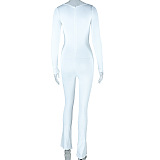 SUPER WHOLESALE | Flare Bottom Back Zip Up Jumpsuit
