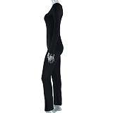 SUPER WHOLESALE | Flare Bottom Back Zip Up Jumpsuit