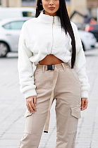 SUPER WHOLESALE | Half Zip Up Teddy Crop Top