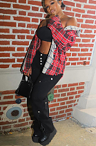 SUPER WHOLESALE | Plaid Two Tone Long Shirt