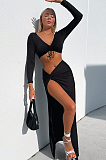 SUPER WHOLESALE | Split Skirt Set in Black
