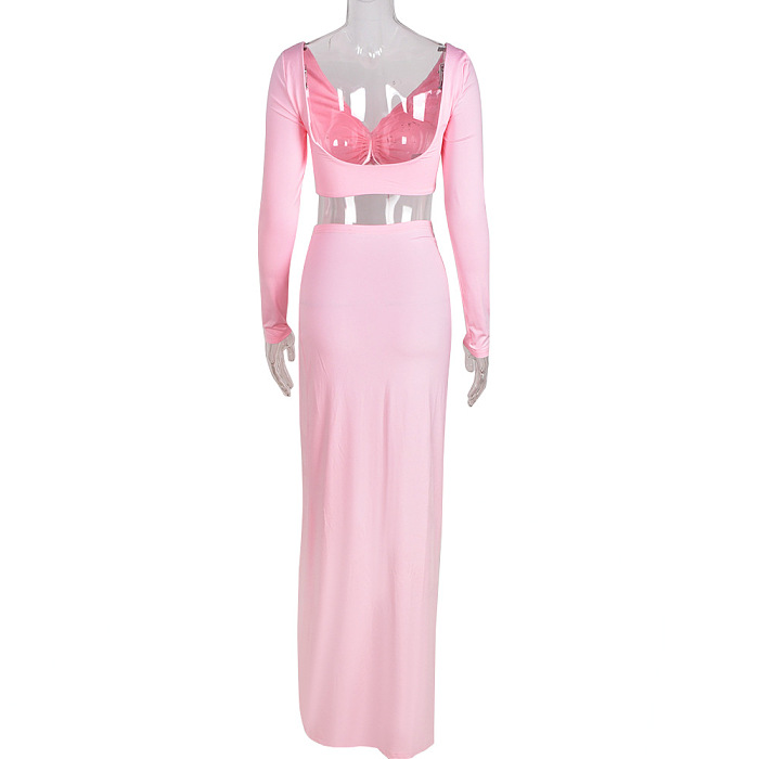 SUPER WHOLESALE | Split Skirt Set in Pink