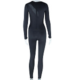 SUPER WHOLESALE | Angle Cut-out Back Zip Up Jumpsuit