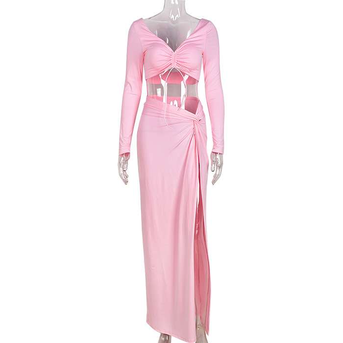SUPER WHOLESALE | Split Skirt Set in Pink