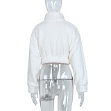 SUPER WHOLESALE | Half Zip Up Teddy Crop Top