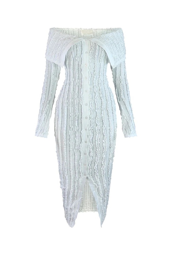 SUPER WHOLESALE | Button Up Wave Bodycon Dress