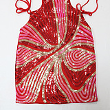 SUPER WHOLESALE | Sequins Open Back Halter Dress