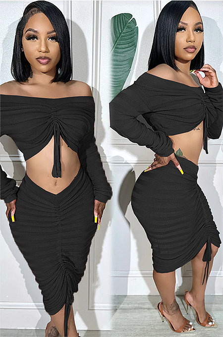 SUPER WHOLESALE | Drawstring  Skirt Set