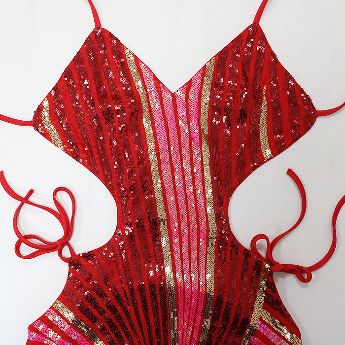 SUPER WHOLESALE | Sequins Open Back Halter Dress