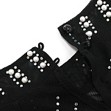 SUPER WHOLESALE | Rhinestone, Pearl,Feather Deco Mini Dress