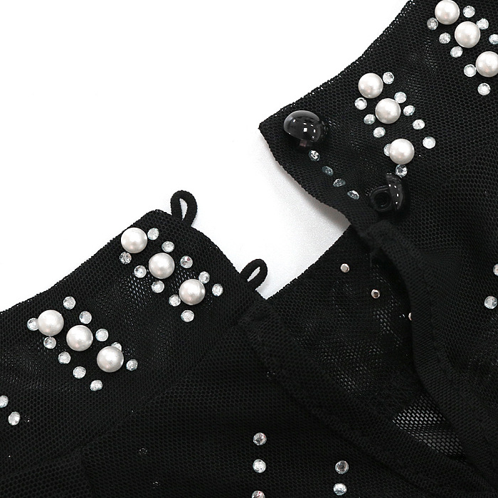 SUPER WHOLESALE | Rhinestone, Pearl,Feather Deco Mini Dress