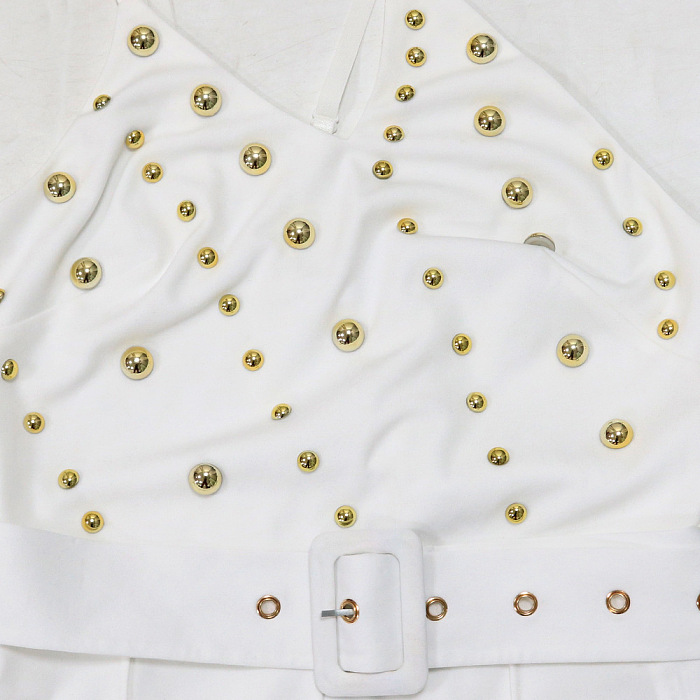 SUPER WHOLESALE | Beaded Asymmertrical Cut Jumpsuit