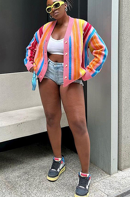 SUPER WHOLESALE | Color-block Knitted Cardigan