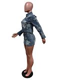 SUPER WHOLESALE | Cross Deco Skirt Set in Denim Blue