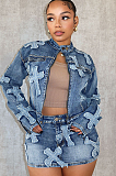 SUPER WHOLESALE | Cross Deco Skirt Set in Denim Blue