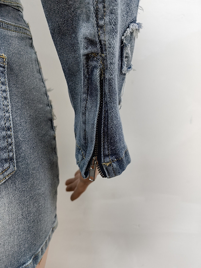 SUPER WHOLESALE | Cross Deco Skirt Set in Denim Blue