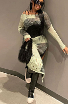 SUPER WHOLESALE | Color-block Side Split Distress Dress