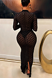SUPER WHOLESALE | Plaid See-through Bodycon Long Dress in Black