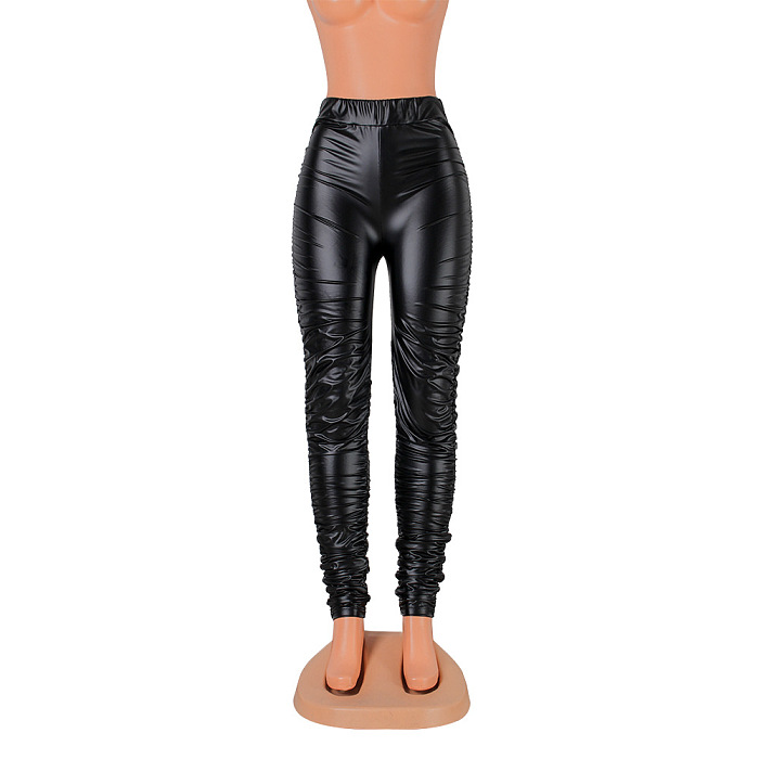 SUPER WHOLESALE | PU Material Elastic Leggings