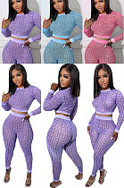 SUPER WHOLESALE | Printed Crop Long Sleeve Top & Legings Bottom Set