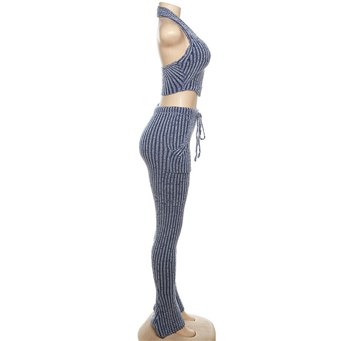 SUPER WHOLESALE | Pit Material Halter Top And Leggings