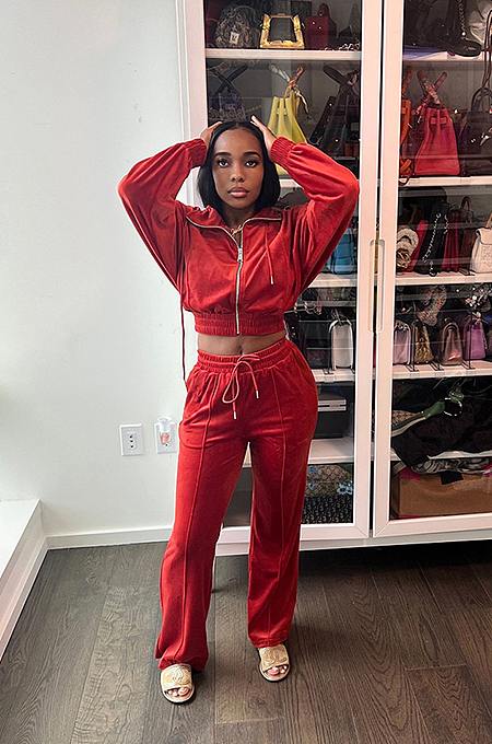 SUPER WHOLESALE | Velvet Fabric Tracking Suit in Red