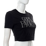 SUPER WHOLESALE | Rhinestone Beaded Crop T-shirt Top