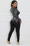 SUPER WHOLESALE | Rhinestone Beaded Back Zip Up Plunging Neck Jumpsuit