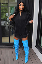 SUPER WHOLESALE | Patchwork Knitted Sweater Top in Black