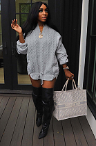 SUPER WHOLESALE | Patchwork Knitted Sweater Top in Grey